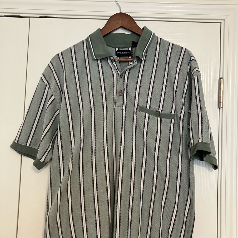 Classic Green Striped Polo